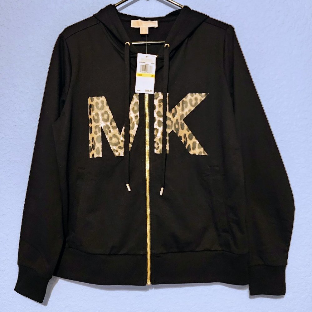 NEW Michael Kors Big MK Cheetah Logo Hoodie
